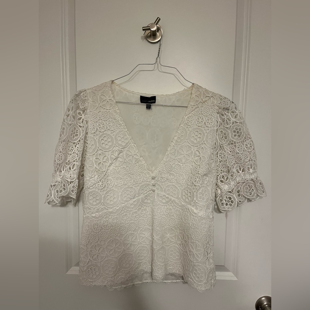 Lucy Paris white V-Neck lace top